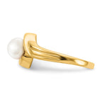 14k 6mm White Freshwater Cultured Pearl Bypass Ring