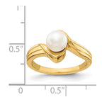 14k 6mm White Freshwater Cultured Pearl Bypass Ring