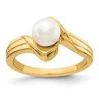 14k 6mm White Freshwater Cultured Pearl Bypass Ring