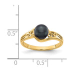 14k 6mm Black Freshwater Cultured Pearl Filigree Ring