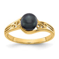 14k 6mm Black Freshwater Cultured Pearl Filigree Ring