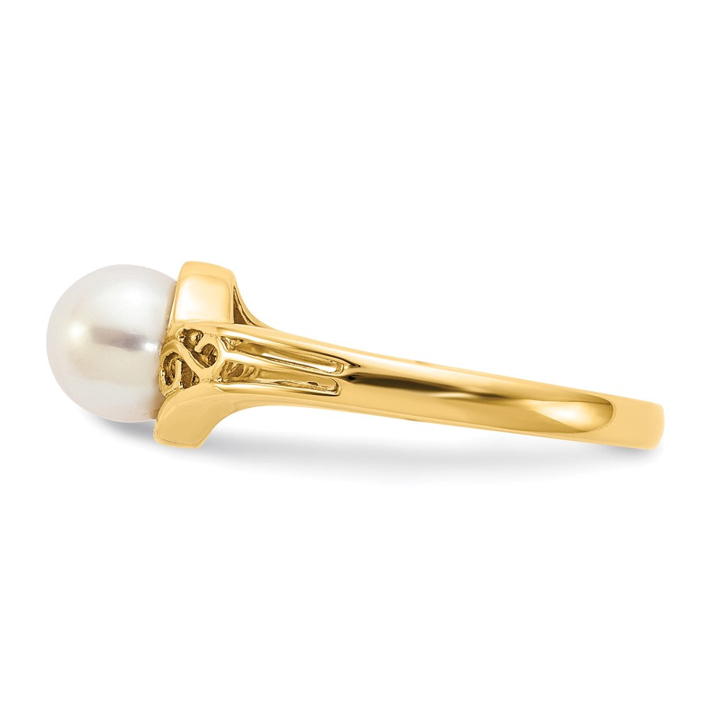 14k 6mm White Freshwater Cultured Pearl Filigree Ring