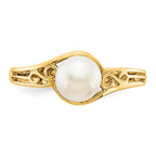 14k 6mm White Freshwater Cultured Pearl Filigree Ring
