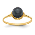 14k 6.5mm Black Freshwater Cultured Pearl Ring