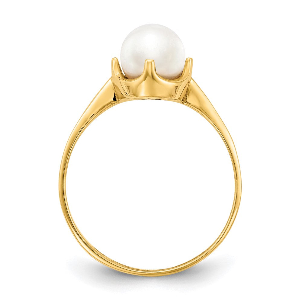 14k 6.5mm White Freshwater Cultured Pearl Ring