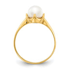 14k 6.5mm White Freshwater Cultured Pearl Ring
