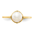 14k 6.5mm White Freshwater Cultured Pearl Ring