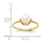 14k 6.5mm White Freshwater Cultured Pearl Ring