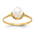 14k 6.5mm White Freshwater Cultured Pearl Ring