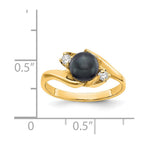 14k 6mm Black Freshwater Cultured Pearl and 1/15 carat A Diamond Ring