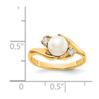 14k 6mm White Freshwater Cultured Pearl and 1/15 carat VS Diamond Ring