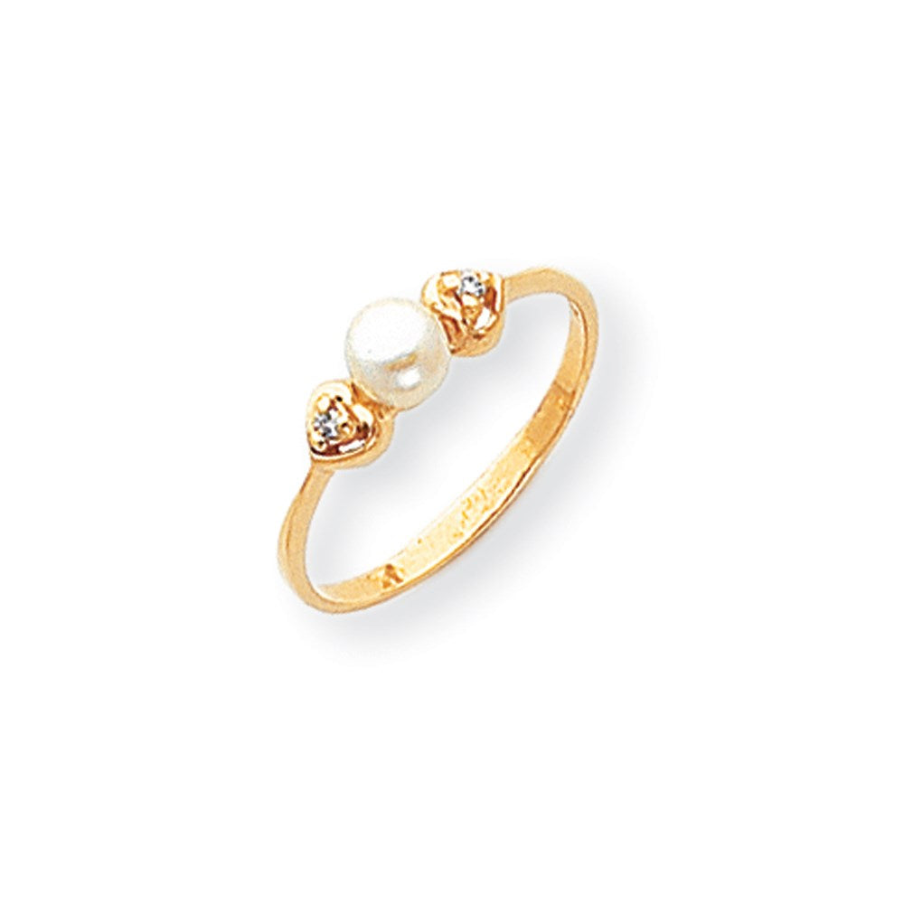 14k FW Cultured Pearl & Diamond Ring
