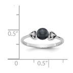 14k White Gold 4.5mm Black Freshwater Cultured Pearl and AA Diamond Ring