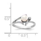14k White Gold 5mm White Freshwater Cultured Pearl and AA Diamond Ring