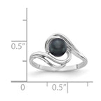 14k White Gold 5.5mm Black Freshwater Cultured Pearl Abstract Ring