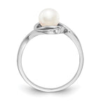 14k White Gold 5.5mm White Freshwater Cultured Pearl Abstract Ring