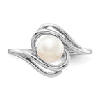 14k White Gold 5.5mm White Freshwater Cultured Pearl Abstract Ring