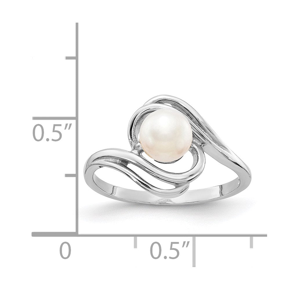 14k White Gold 5.5mm White Freshwater Cultured Pearl Abstract Ring