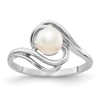 14k White Gold 5.5mm White Freshwater Cultured Pearl Abstract Ring