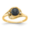 14k 5.5mm Black Freshwater Cultured Pearl and AAA Diamond Ring