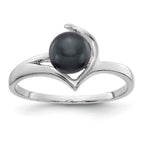 14k White Gold 6mm Black Freshwater Cultured Pearl Ring