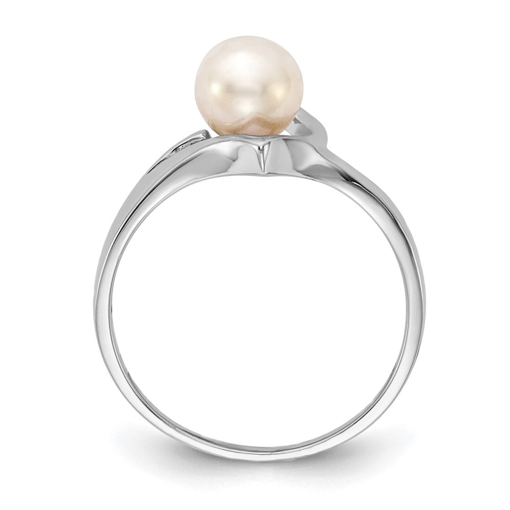 14k White Gold 6mm White Freshwater Cultured Pearl Ring