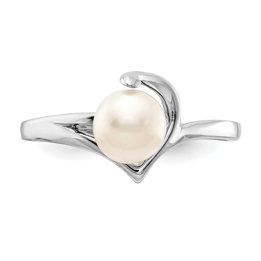 14k White Gold 6mm White Freshwater Cultured Pearl Ring