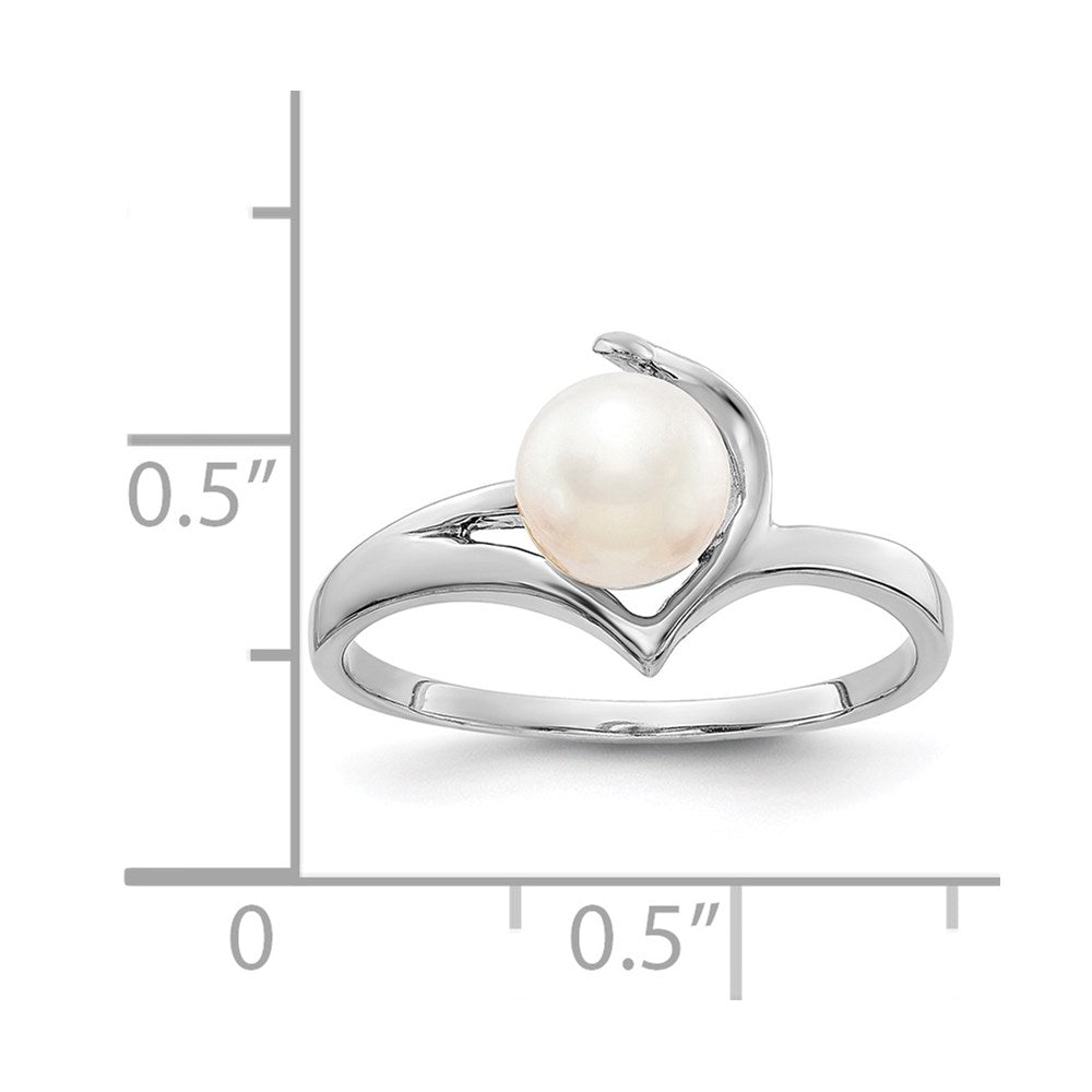14k White Gold 6mm White Freshwater Cultured Pearl Ring