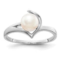 14k White Gold 6mm White Freshwater Cultured Pearl Ring