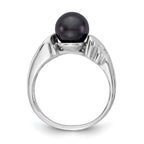 14k White Gold 7mm Black Freshwater Cultured Pearl Ring