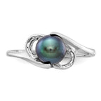 14k White Gold 5.5mm Black Freshwater Cultured Pearl Ring