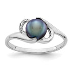 14k White Gold 5.5mm Black Freshwater Cultured Pearl Ring