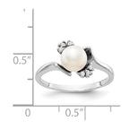 14k White Gold 6mm White Freshwater Cultured Pearl and 1/15 carat AA Diamond Ring