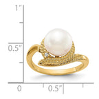 14k 8.5mm White Freshwater Cultured Pearl and A Diamond Ring