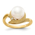 14k 8.5mm White Freshwater Cultured Pearl and VS Diamond Ring