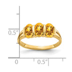 14k 6x4mm Oval Citrine 3-Stone Ring