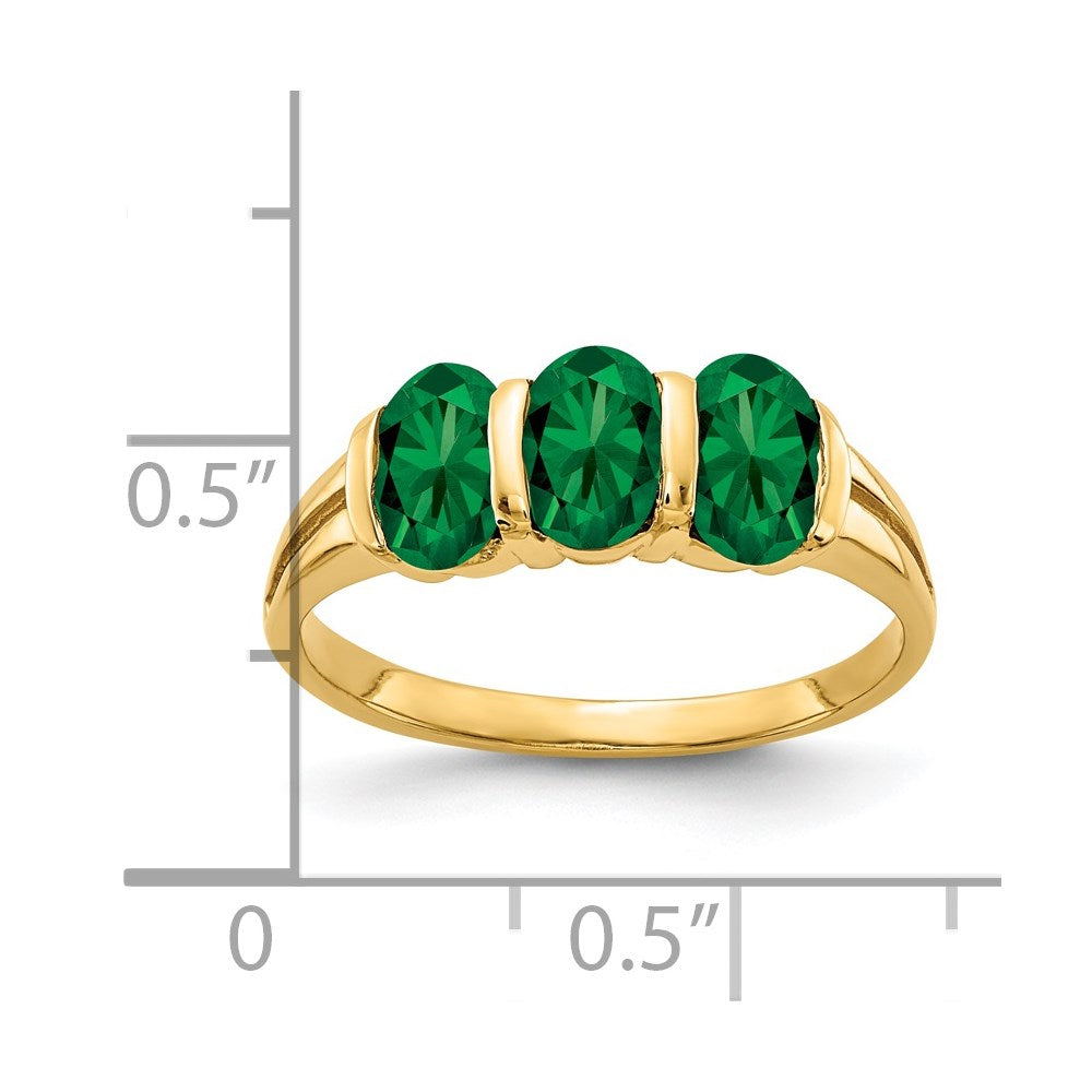 14k 6x4mm Oval Mount St. Helens 3-Stone Ring