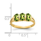 14k 6x4mm Oval Peridot 3-Stone Ring