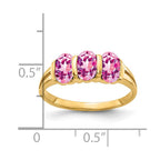 14k 6x4mm Oval Pink Sapphire 3-Stone Ring