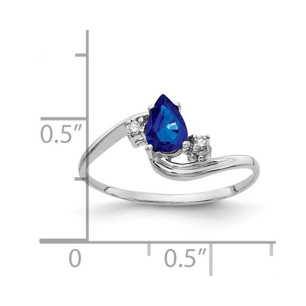 14k White Gold 6x4mm Pear Sapphire AA Diamond ring