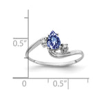 14k White Gold 6x4mm Pear Tanzanite and AAA Diamond Ring