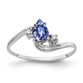 14k White Gold 6x4mm Pear Tanzanite and VS Diamond Ring
