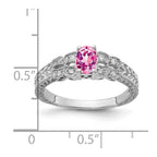 14k White Gold 6x4mm Oval Pink Sapphire and 1/10 carat A Diamond Ring