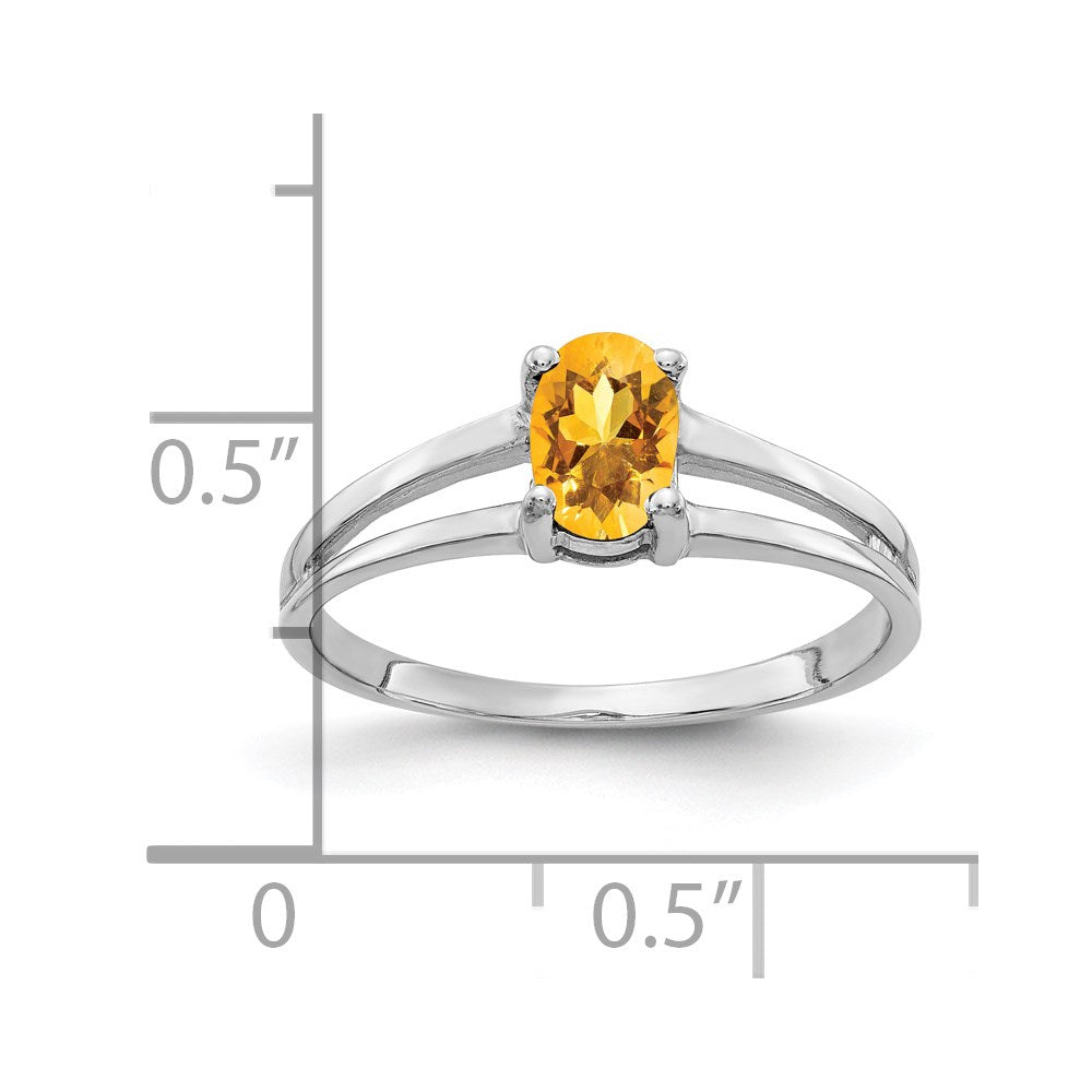 14k White Gold 6x4mm Oval Citrine ring