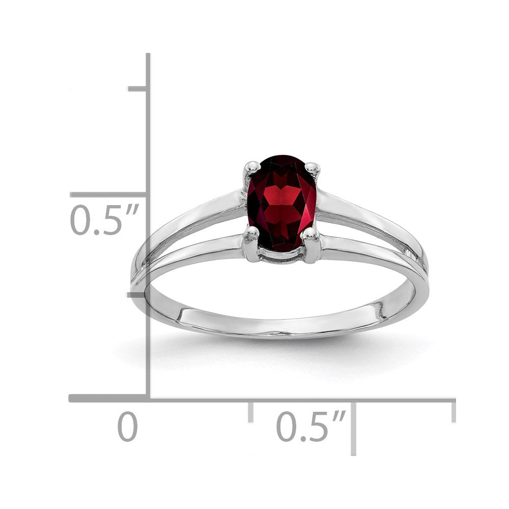 14k White Gold 6x4mm Oval Garnet Ring