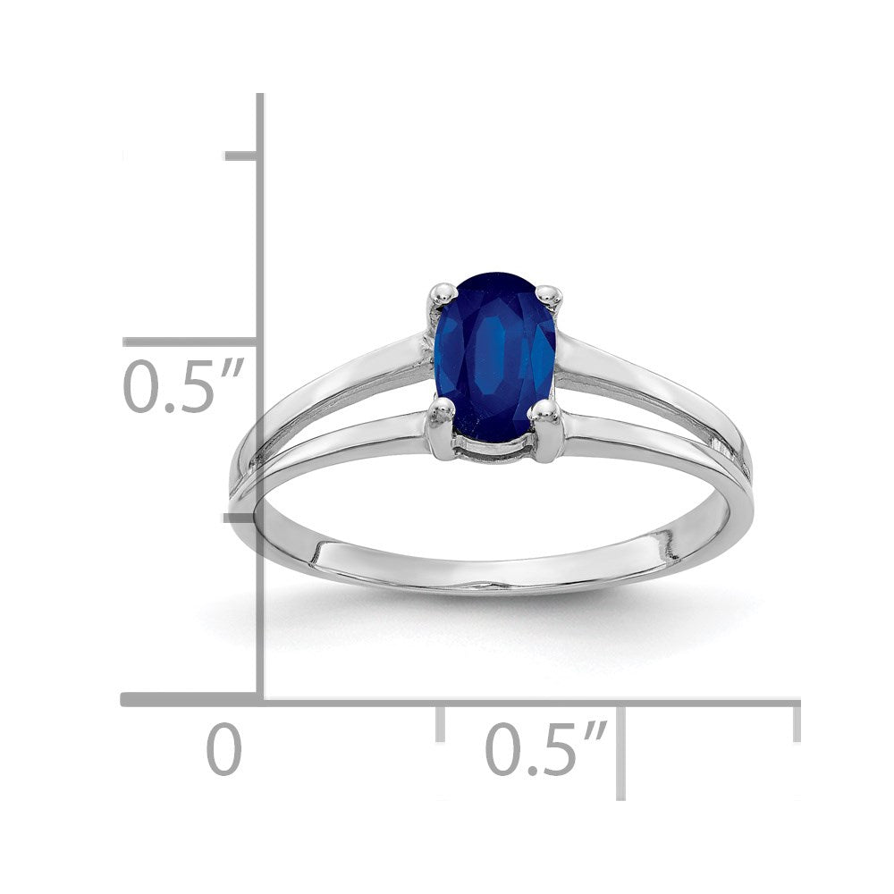 14k White Gold 6x4mm Oval Blue Sapphire Ring
