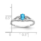 14k White Gold 5x3mm Oval Blue Topaz and AAA Diamond Ring