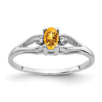 14k White Gold 5x3mm Oval Citrine and AAA Diamond Ring