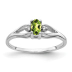 14k White Gold 5x3mm Oval Peridot and AA Diamond Ring