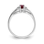 14k White Gold 5x3mm Oval Ruby and VS Diamond Ring